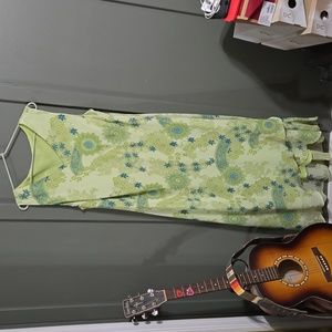 Green & Blue Sleeveless Long Dress